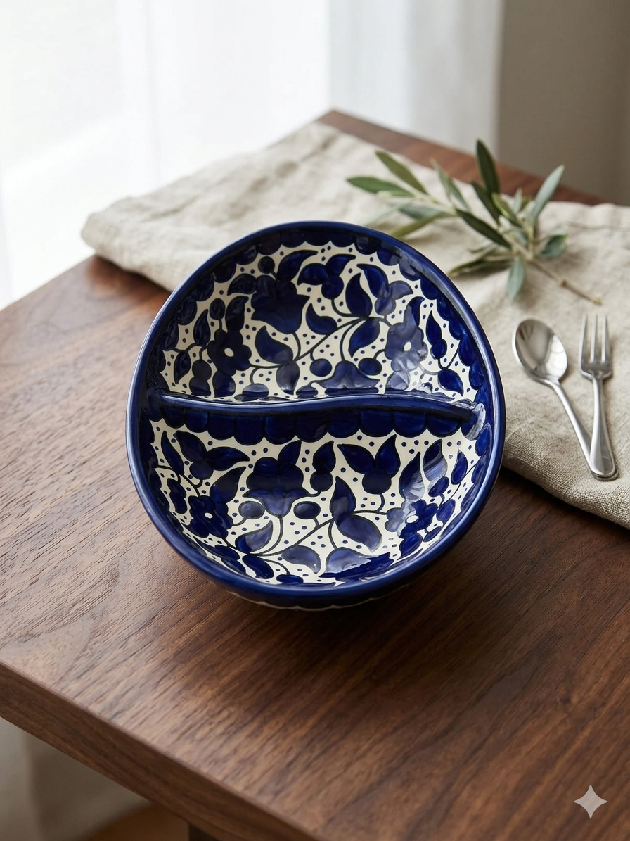 Platos de diferentes colores y tamaños.