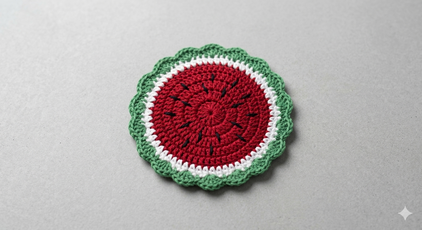 Posavasos de Crochet "Sandía" - Hecho a Mano