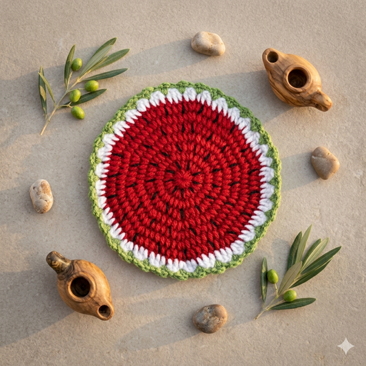 Posavasos de Crochet "Sandía" - Hecho a Mano
