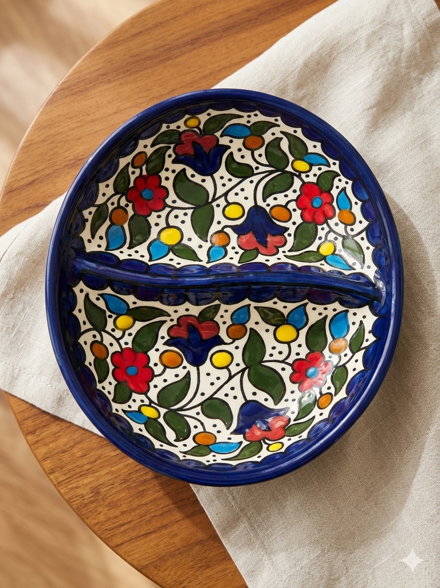 Platos de diferentes colores y tamaños.
